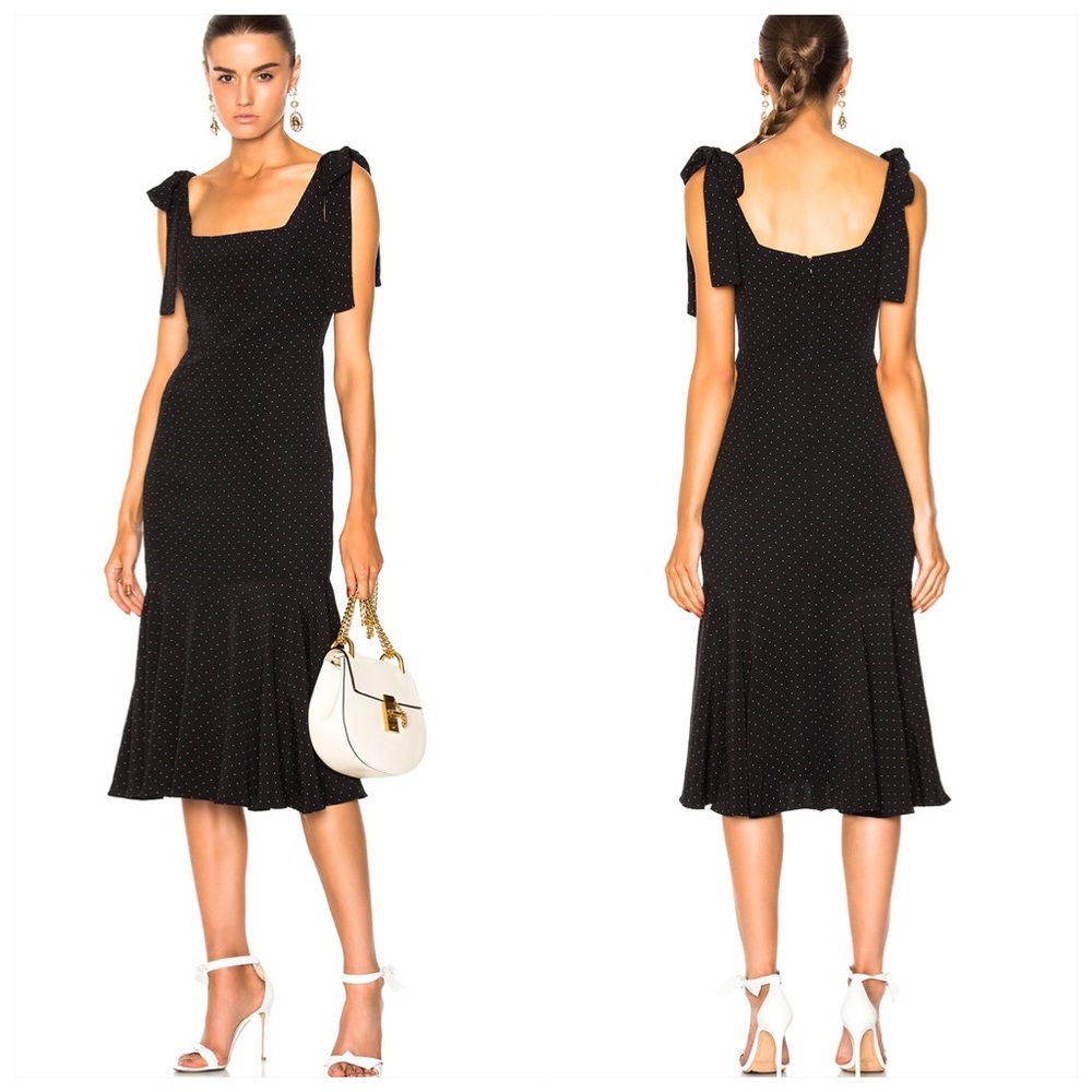 SOLD-Alexis Polka Dot Pauldine Midi dress intermix - Picture 2 of 5